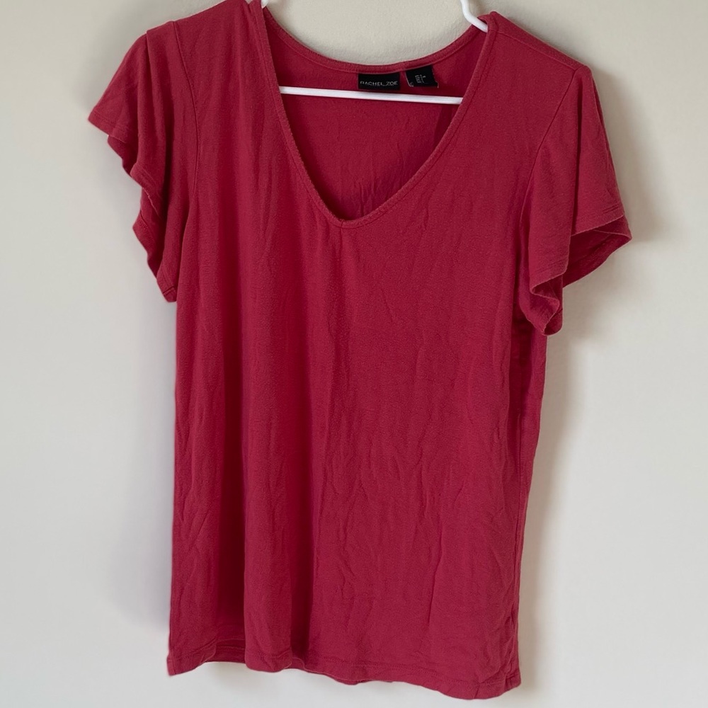 Rachel Zoe Pink Short Sleeve V-Neck Tee